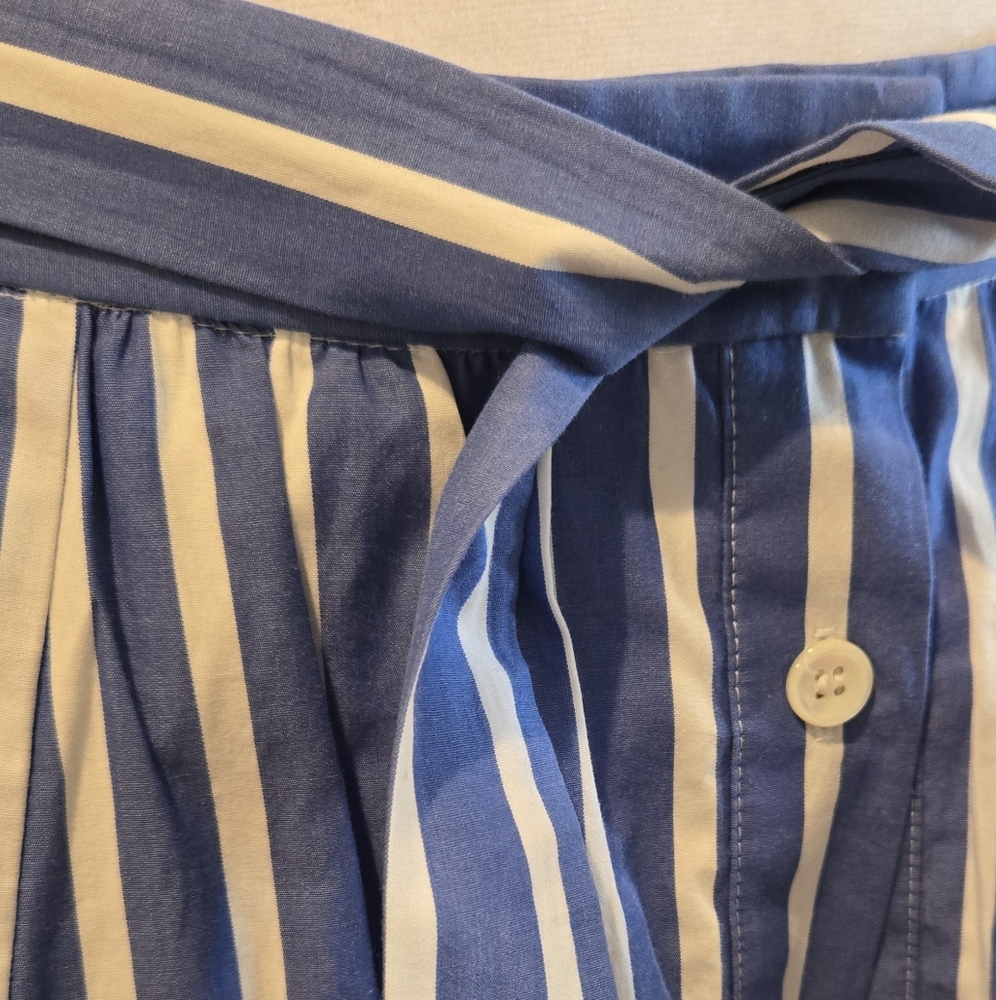 J. Crew Navy and White Striped tiered button down skirt - Picture 5 of 8